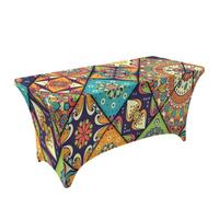 Highdi Nappe Extensible Spandex Housse de Table Élastique (Mandalas 6,8FT)