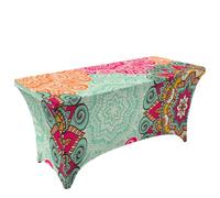Highdi Nappe Extensible Spandex Housse de Table Élastique (Mandalas 7,4FT)