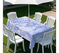 Highdi Nappe Rectangulaire avec Trou de Parasol, Exterieur Jardin Nappe de Table avec Fermeture Éclair Anti-Tache&imperméable pour Terrasse, Fête et Barbecue (213x152cm,Illustration d'art 3)