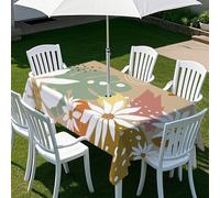 Highdi Nappe Rectangulaire avec Trou de Parasol, Exterieur Jardin Nappe de Table avec Fermeture Éclair Anti-Tache&imperméable pour Terrasse, Fête et Barbecue (305x152cm,Illustration d'art 5)