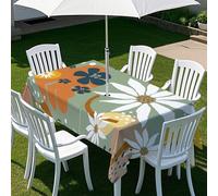 Highdi Nappe Rectangulaire avec Trou de Parasol, Exterieur Jardin Nappe de Table avec Fermeture Éclair Anti-Tache&imperméable pour Terrasse, Fête et Barbecue (305x152cm,Illustration d'art 7)