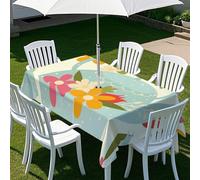 Highdi Nappe Rectangulaire avec Trou de Parasol, Exterieur Jardin Nappe de Table avec Fermeture Éclair Anti-Tache&imperméable pour Terrasse, Fête et Barbecue (305x152cm,Illustration d'art 10)
