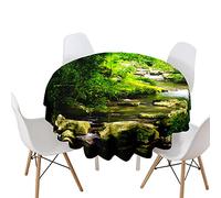Highdi Nappe Ronde Anti Tache, 3D Débit d'eau Imprimer Impermeable Nappe de Table de Décoration pour Cuisine Picnic Party Jardin Table Protection Tables pour Restaurants (Flux,Diamètre 160cm)