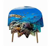 Highdi Nappe Ronde Anti Tache, 3D Imprimer Impermeable Nappe de Table de Décoration pour Cuisine Picnic Party Jardin Table Protection Tables pour Restaurants (Tortue de mer,Diamètre 120cm)