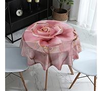 Highdi Nappe Ronde Anti Tache Impermeable, 3D Roses Nappe de Table de Décoration pour Cuisine Picnic Party Jardin Table Protection Tables pour Restaurants (Or élégant,Diamètre 150cm)
