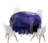 Highdi Nappe Ronde Anti Tache, Impression Marbre Nappes Rondes Impermeable Polyester Lavable Nappe de Table de Décoration pour Cuisine Picnic Jardin (Rêveur Violet,Diamètre 160cm)