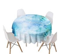 Highdi Nappe Ronde Anti Tache, Impression Marbre Nappes Rondes Impermeable Polyester Lavable Nappe de Table de Décoration pour Cuisine Picnic Jardin (Cristal Turquoise,Diamètre 160cm)