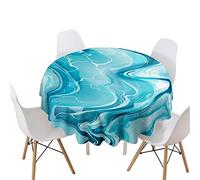 Highdi Nappe Ronde Anti Tache, Impression Marbre Nappes Rondes Impermeable Polyester Lavable Nappe de Table de Décoration pour Cuisine Picnic Jardin (Océan marbre,Diamètre 160cm)