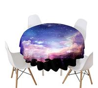 Highdi Nappe Ronde Anti Tache, Imprimé Ciel Étoilé Nappes Rondes Impermeable Polyester Lavable Nappe de Table de Décoration pour Cuisine Picnic Jardin (Forêt Ciel étoilé,Diamètre 110cm)