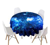Highdi Nappe Ronde Anti Tache, Imprimé Ciel Étoilé Nappes Rondes Impermeable Polyester Lavable Nappe de Table de Décoration pour Cuisine Picnic Jardin (Univers interstellaire,Diamètre 180cm)