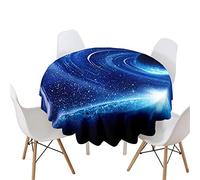 Highdi Nappe Ronde Anti Tache, Imprimé Ciel Étoilé Nappes Rondes Impermeable Polyester Lavable Nappe de Table de Décoration pour Cuisine Picnic Jardin (Étoiles Brillantes,Diamètre 160cm)