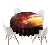 Highdi Nappe Ronde Anti Tache, Imprimé Ciel Étoilé Nappes Rondes Impermeable Polyester Lavable Nappe de Table de Décoration pour Cuisine Picnic Jardin (Mars étincelle,Diamètre 180cm)