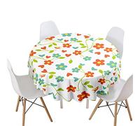 Highdi Nappe Ronde Anti Tache, Imprimé Floral Nappes Rondes Impermeable Polyester Lavable Nappe de Table de Décoration pour Cuisine Picnic Jardin (Oiseau Fleur,Diamètre 160cm)