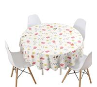 Highdi Nappe Ronde Anti Tache, Imprimé Floral Nappes Rondes Impermeable Polyester Lavable Nappe de Table de Décoration pour Cuisine Picnic Jardin (Jardin Beige,Diamètre 120cm)