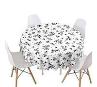 Highdi Nappe Ronde Anti Tache, Imprimé Floral Nappes Rondes Impermeable Polyester Lavable Nappe de Table de Décoration pour Cuisine Picnic Jardin (Noir élégant,Diamètre 180cm)