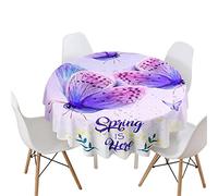 Highdi Nappe Ronde Anti Tache, Imprimé Papillon Nappes Rondes Impermeable Polyester Lavable Nappe de Table de Décoration pour Cuisine Picnic Jardin (Graffitis Violets,Diamètre 200cm)