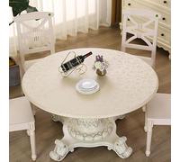 Highdi Nappe Ronde avec Bord Élastique, Cocktail Nappe de Table Anti-Tache Antidérapante Nappe Jardin Exterieur Protection Table Ronde Extensible pour Cafe Cuisine Fête Table (PU-Beige,100cm)