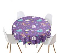 Highdi Nappe Ronde Impermeable Anti Tache Nappe de Table de Décoration pour Cuisine Picnic Party Jardin Table Protection Tables pour Restaurants (Licorne,10.99)