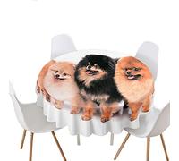 Highdi Nappe Ronde Impermeable Anti Tache Nappe de Table de Décoration pour Cuisine Picnic Party Jardin Table Protection Tables pour Restaurants (Chien,Diamètre 100cm)