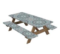 Highdi Nappes pour Table de Pique Nique avec Housses de Banc, Nappe Rectangulaire Ajustée Couverture de Table imperméable Élastique pour Extérieur, Jardin, Camping, Fête (30*72 pouces,kaléidoscope 5)