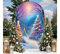 Highdi Noël Couverture de Toile de Fond d'Arche, Housse de Toile de Fond Élasthanne Lavable pour Thème d'Noël, Fête Décoration (Arbre d'hiver 4,4FT-55x120cm)