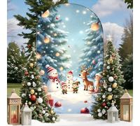 Highdi Noël Couverture de Toile de Fond d'Arche, Housse de Toile de Fond Élasthanne Lavable pour Thème d'Noël, Fête Décoration (Arbre d'hiver 7,4FT-55x120cm)