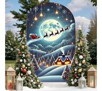 Highdi Noël Couverture de Toile de Fond d'Arche, Housse de Toile de Fond Élasthanne Lavable pour Thème d'Noël, Fête Décoration (Arbre d'hiver 3,4FT-55x120cm)