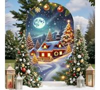 Highdi Noël Couverture de Toile de Fond d'Arche, Housse de Toile de Fond Élasthanne Lavable pour Thème d'Noël, Fête Décoration (Arbre d'hiver 6,4FT-55x120cm)