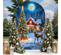 Highdi Noël Couverture de Toile de Fond d'Arche, Housse de Toile de Fond Élasthanne Lavable pour Thème d'Noël, Fête Décoration (Arbre d'hiver 5,4FT-55x120cm)