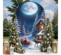 Highdi Noël Couverture de Toile de Fond d'Arche, Housse de Toile de Fond Élasthanne Lavable pour Thème d'Noël, Fête Décoration (Arbre d'hiver 2,4FT-55x120cm)