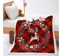 Highdi Noël Couverture Plaid Polaire à imprimé Tartan Classique en Microfibre Chaud d'hiver Couverture Réversible Moelleuse Couvre-Lit pour Adultes et Enfants (150x200cm,Tartan Rouge)