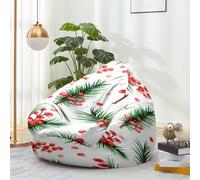 Highdi Noël Pouf Poire sans Remplissage Adulte et Enfants,Xmas Pouf Salon Fauteuil & Canapé Uniquement Housse Sac Haricots pour Décoration de la Chambre (Fruits Rouges,S:70x80cm)