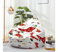 Highdi Noël Pouf Poire sans Remplissage Adulte et Enfants,Xmas Pouf Salon Fauteuil & Canapé Uniquement Housse Sac Haricots pour Décoration de la Chambre (Chaussette Rouge,S:70x80cm)