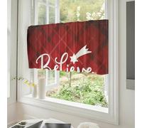 Highdi Noël Rideaux Cuisine, Court à Passe Tringle Petit Rideau Courts pour Xmas Petite Fenêtre Salon Bistrot Rideau de Style Maison de Campagne,1 Pièce (Vin Rouge écossais,175x55CM)