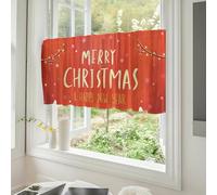 Highdi Noël Rideaux Cuisine, Court à Passe Tringle Petit Rideau Courts pour Xmas Petite Fenêtre Salon Bistrot Rideau de Style Maison de Campagne,1 Pièce (Noël Scintillant,175x55CM)