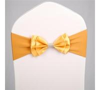 Highdi Noeud Chaise Mariage, Housse de Chaise Mariage Noeuds de Chaise Elastique Pas Besoin d'être Lié Décor pour Fête, Banquet, Hôtel, Réception (50pc,Jaune d'or2)