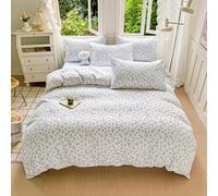 Highdi Parure de Lit 3/4 Pièces, Coton Lavé Ensemble de Literie Parure Lit avec avec Housses de Couettes Drap Plat et Taies D'oreillers Set de Housse de Couette (1,2m Lit 150x200cm,Lapin)
