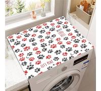 Highdi Patte Chien Colorée Housse de Protection pour Machine à Laver Top,Coussin de Machine à Laver Antidérapant Housse de Machine à Laver pour Machine à Laver Ou Sèche-Linge (Noir Rouge,50x50cm)