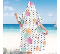 Highdi Peignoir de Bain Poncho à Capuche, Poncho Plage Capuche en Microfibre Serviette de Surf pour Femme et Homme, Peignoir de Bain Surf Adulte Pois 3D (Vert Clair,75x110cm)