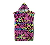 Highdi Poncho de Bain Adulte Microfibre, 3D Léopard Poncho de Plage à Changement Léger et à Séchage Rapide Serviette de Plage Peignoir de Piscine pour Hommes Femmes (75x110cm,Multicolore)