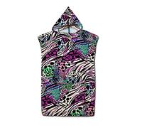 Highdi Poncho de Bain Adulte Microfibre, 3D Léopard Poncho de Plage à Changement Léger et à Séchage Rapide Serviette de Plage Peignoir de Piscine pour Hommes Femmes (75x110cm,Psychédélique)