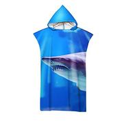 Highdi Poncho de Bain Adulte Microfibre, Requin Imprimer Poncho de Plage à Changement Séchage Rapide Serviette de Plage Peignoir de Piscine pour Hommes Femmes (75x110cm,Impression de Requin)
