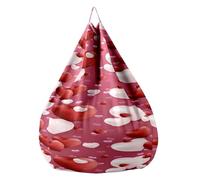 Highdi Pouf Poire Housse de Pouf pour Enfants Adultes, Rangement de Jouets Stockage, Amour Romantique Grande Portable pour Fauteuil Poire pour Salon Intérieur Extérieur (Rouge Blanc,80x90cm)