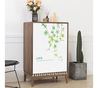 Highdi Rideau Armoire Cuisine Court,Meuble Rideau Anti Poussière Auto-Adhésif Cache Placard, sans Percage pour sous Evier, Placard,Cuisine Porte de Placard (Fleurs Vertes,60x40cm)