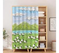 Highdi Rideau Armoire Cuisine Courts, Meuble Rideau Cache Placard Anti Poussière Auto-Adhésif sans Perçage pour sous Evier, Cuisine Porte de Placard, Étagères (Peinture à l'huile 3,80 * 140cm)