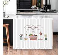 Highdi Rideau Armoire Cuisine Courts, Meuble Rideau Cache Placard Anti Poussière Auto-Adhésif sans Perçage pour sous Evier, Cuisine Porte de Placard, Étagères (Ustensiles Cuisine 5,70 * 90cm)