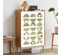Highdi Rideau Cuisine Court, Chat Résistant à l'eau Rideau Meuble Cuisine Bas, Auto-adhésif Brise Bise Petite fenetre sans Percage pour sous Evier, Placard, Armoire (Chaton,80x100cm)
