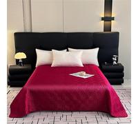 Highdi Satin Couvre Lit, Matelassé Dessus de Lit Jeté De Canapé Confort et Douceur, Microfibre Plaid Canape, Lavable Couvertures pour Salon, Chambre à Coucher (Rouge,229x229cm)