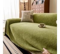 Highdi Serviette de Canapé Chenille Jacquard, Housse Anti-Poussière Canapé Serviette Lavable Couverture Protège Chat Anti Griffe pour Domestiques Animaux Enfants (Vert,180x420cm)
