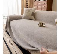 Highdi Serviette de Canapé Chenille Jacquard, Housse Anti-Poussière Canapé Serviette Lavable Couverture Protège Chat Anti Griffe pour Domestiques Animaux Enfants (Gris Clair,180x340cm)